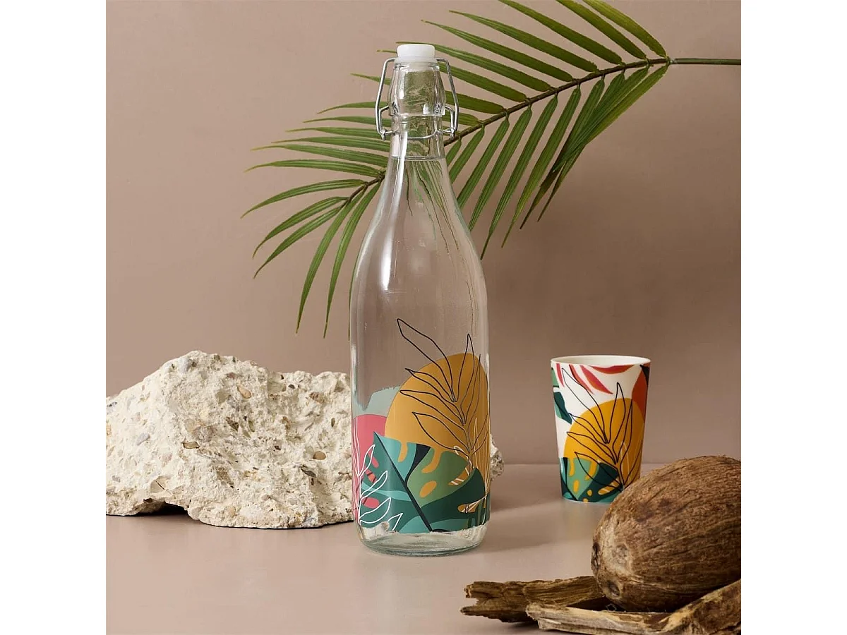 Bouteille en verre à clapet d'un litre paradis exotique - ANTILLES