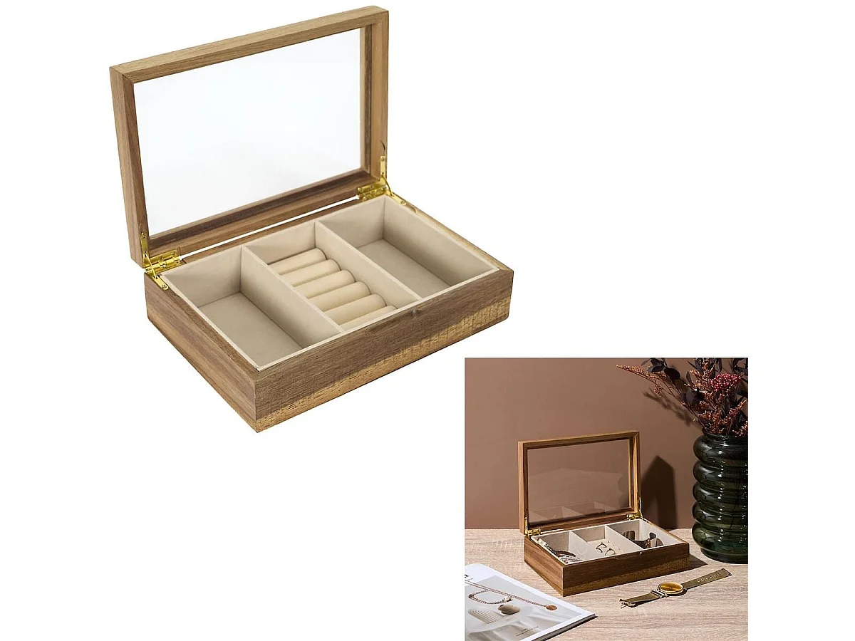 Boîte à Bijoux en Verre et Bois Massif - FRALIX
