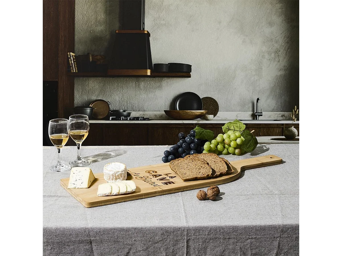 Planche en bambou avec message, en forme de bouteille style bistrot (L70cm)