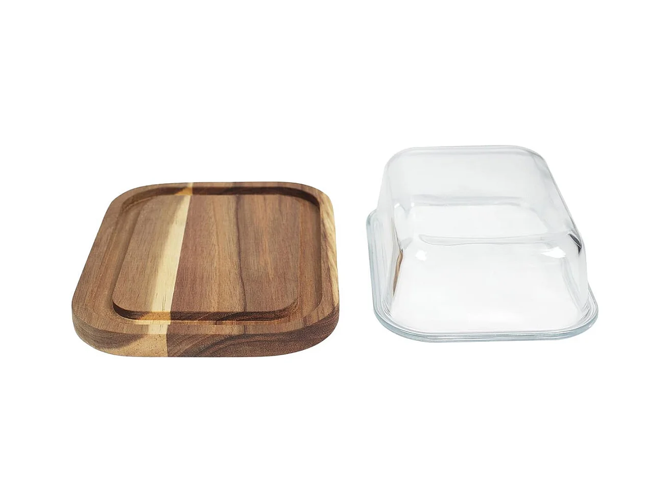 Beurrier en Verre et Acacia Massif 19x14cm - TISSA
