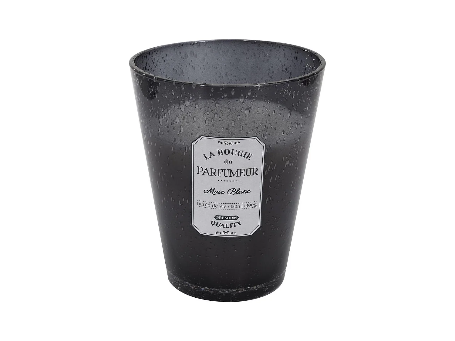 Bougie Parfumée en Verre Bullé Gris Foncé Senteur Musc Blanc H23cm