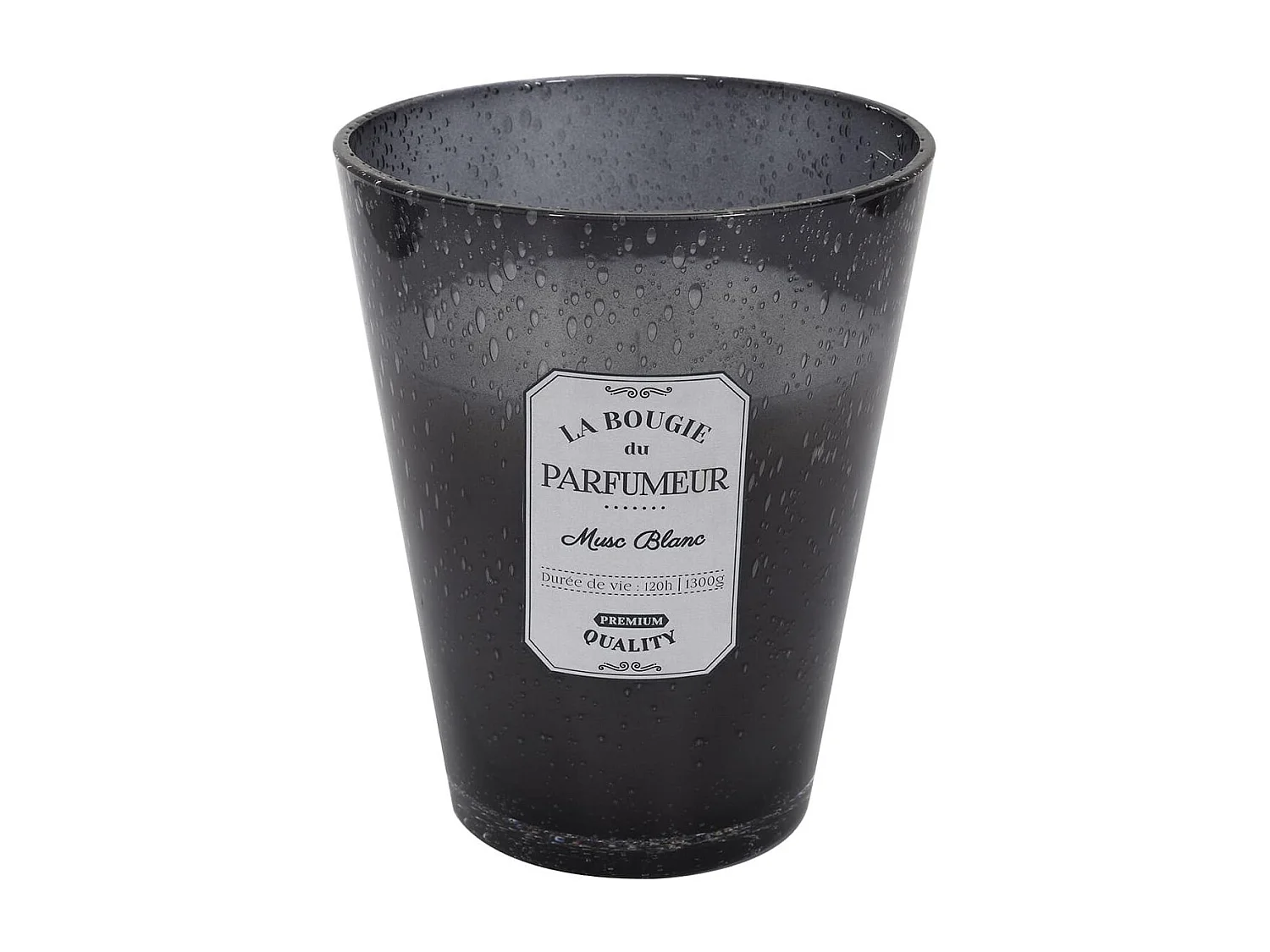 Bougie Parfumée en Verre Bullé Gris Foncé Senteur Musc Blanc H23cm - RAINY