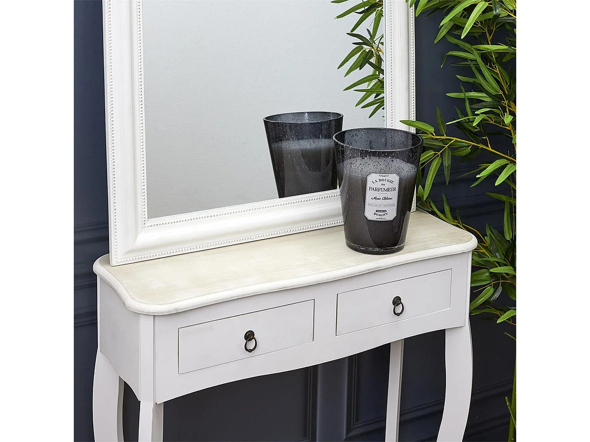 Bougie Parfumée en Verre Bullé Gris Foncé Senteur Musc Blanc H23cm - RAINY