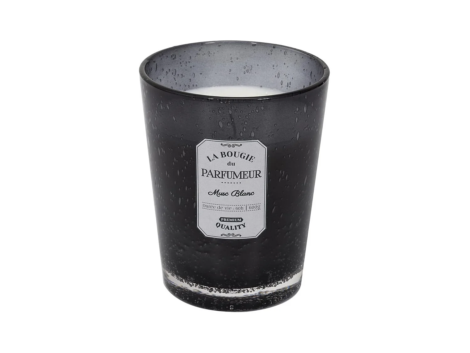 Bougie Parfumée en Verre Bullé Gris Foncé Senteur Musc Blanc H16cm - RAINY