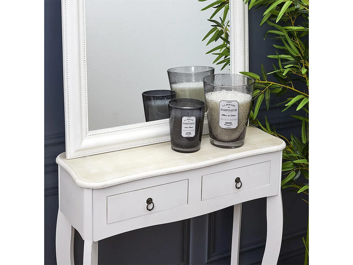 Bougie Parfumée en Verre Bullé Gris Foncé Senteur Musc Blanc H16cm - RAINY