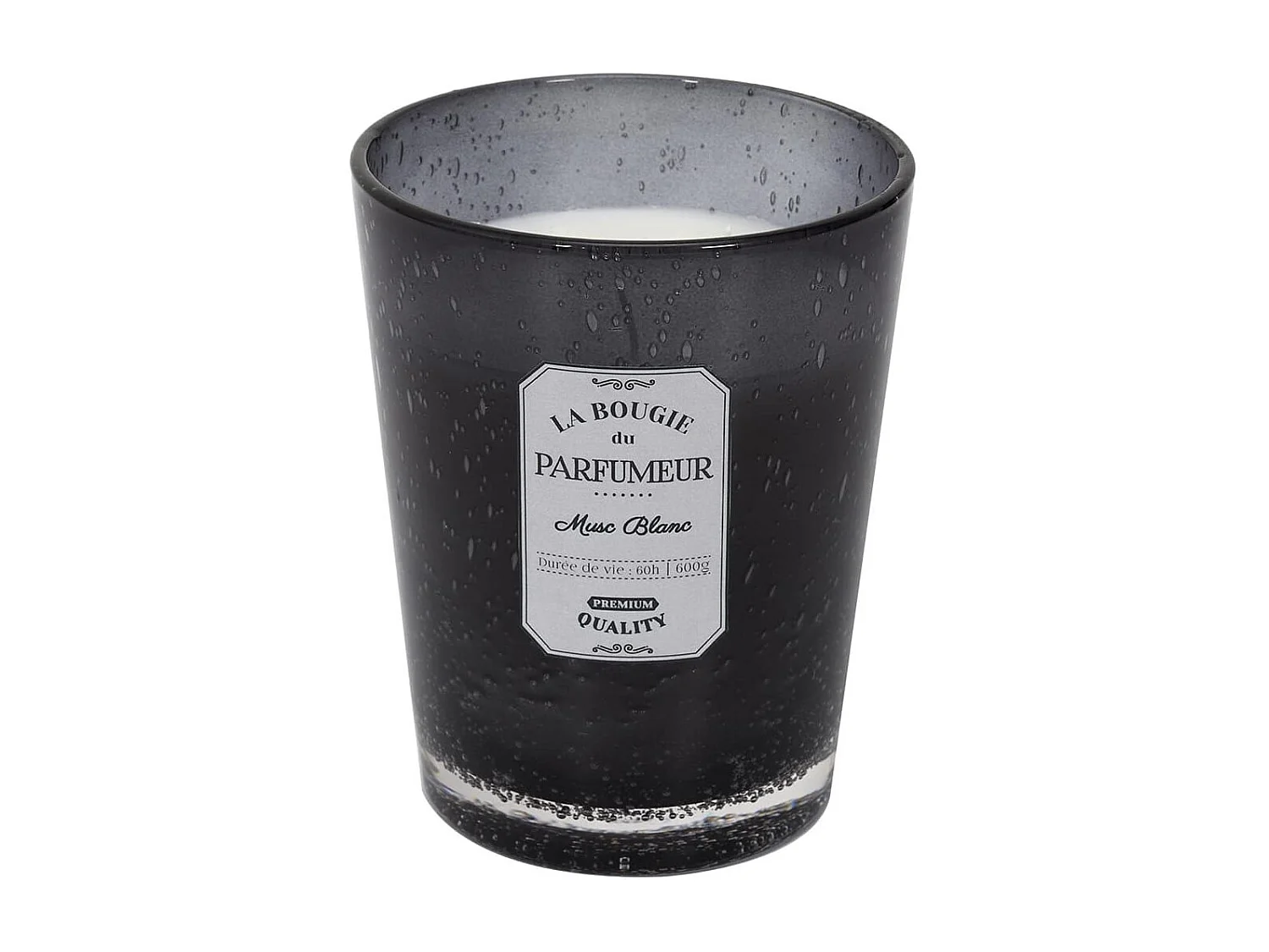 Bougie Parfumée en Verre Bullé Gris Foncé Senteur Musc Blanc H16cm - RAINY