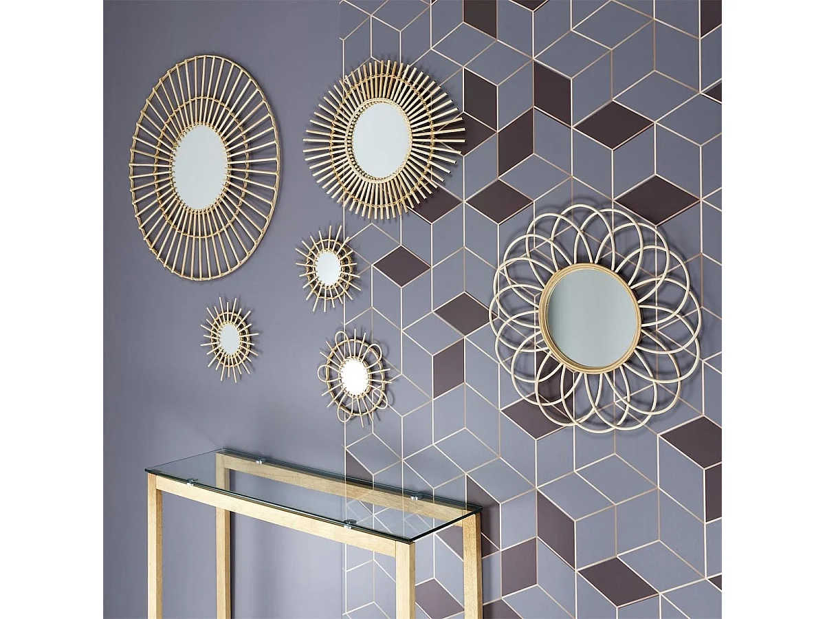 Lot de 3 Miroirs Ronds en Rotin Ø28 cm - DEMIA