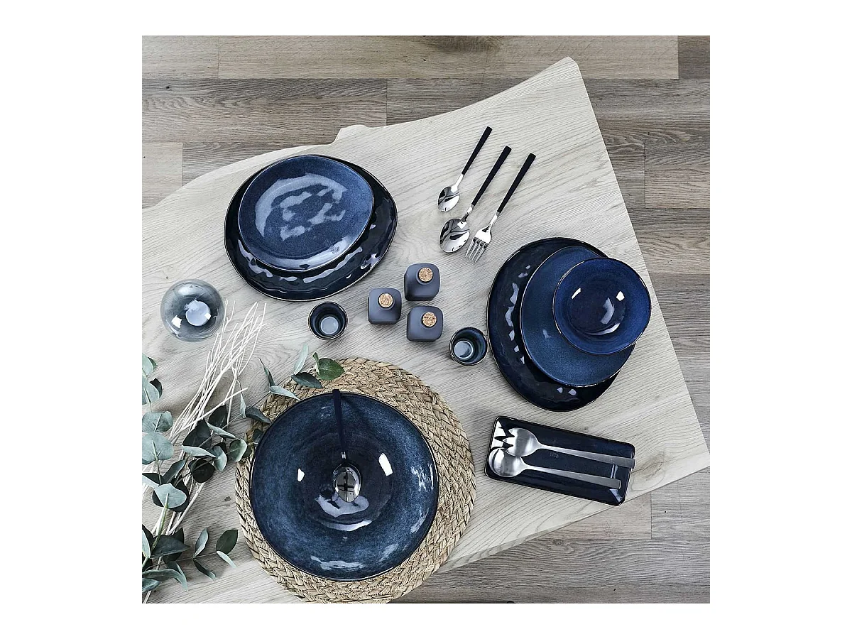 Saladier Ø38cm en Grés du Temps Bleu - AZUR