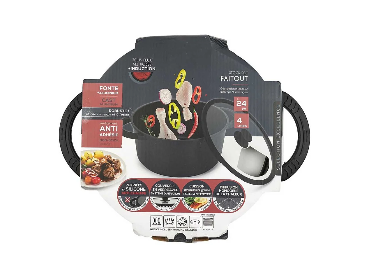 Faitout en Fonte Aluminium 24cm - Compatible Tous Feux (Induction), Lave-Vaisselle - SULON