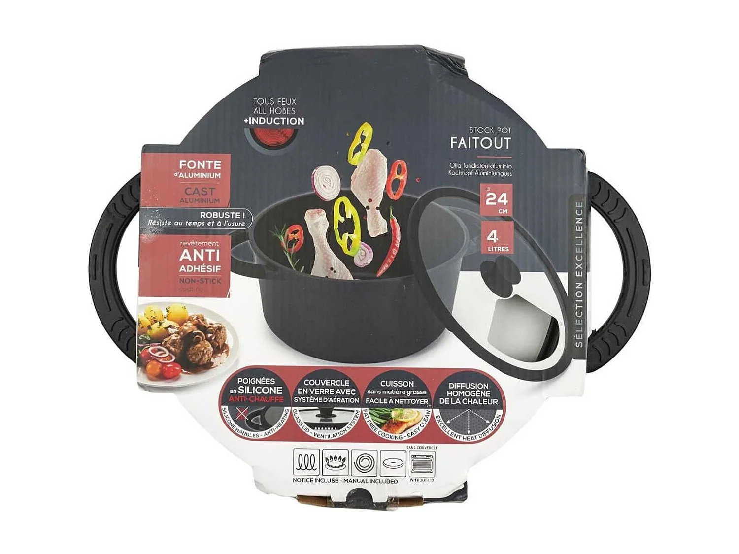 Faitout en Fonte Aluminium 24cm - Compatible Tous Feux (Induction), Lave-Vaisselle - SULON