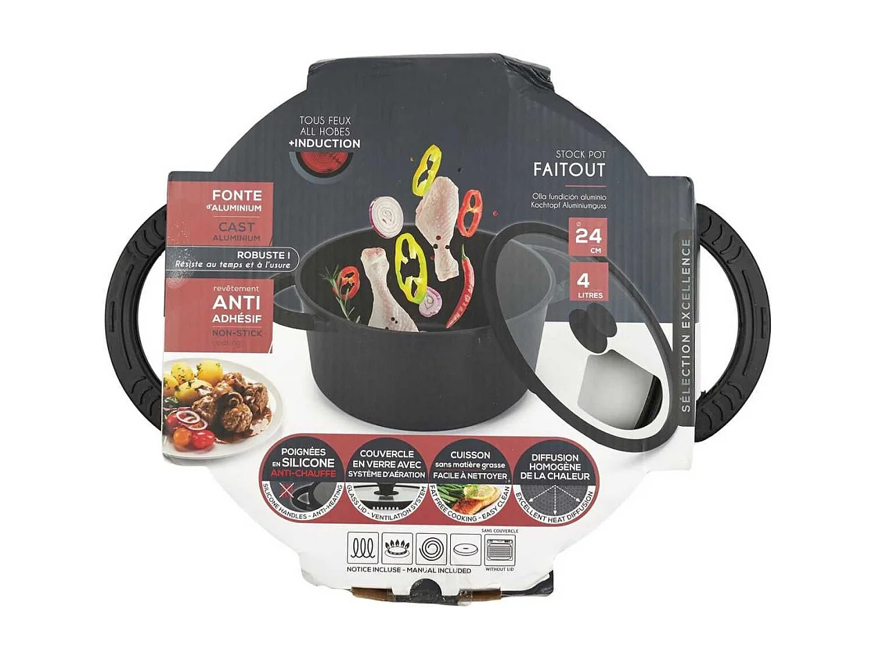 Faitout en Fonte Aluminium 24cm - Compatible Tous Feux (Induction), Lave-Vaisselle - SULON