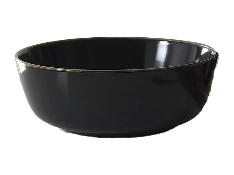 Saladier en Grès Noir Liseré Doré Ø25cm - MEDICA