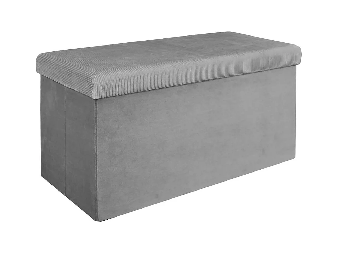 Banc Coffre Pliable en Velours Côtelé Gris - NEIRA