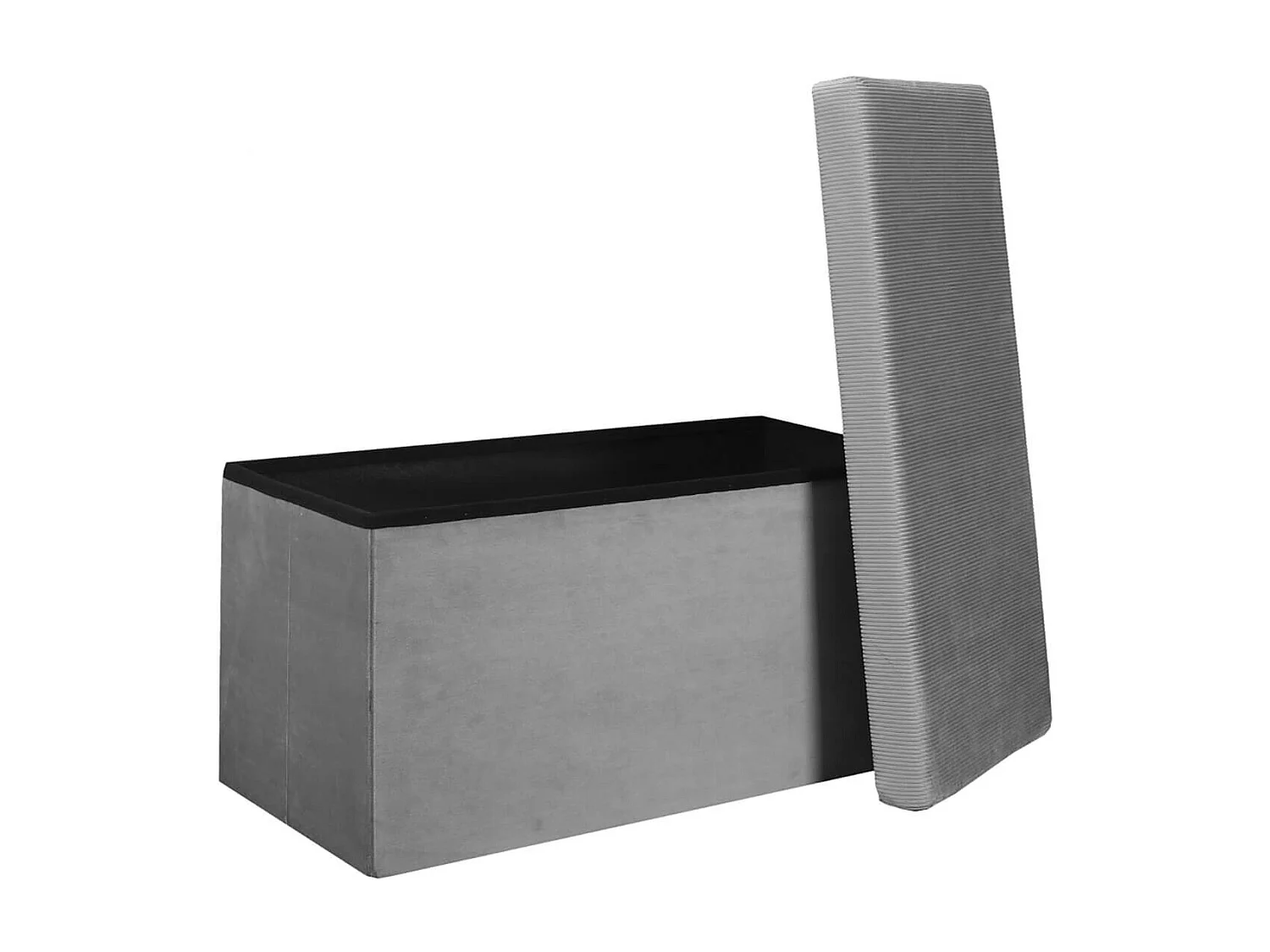 Banc Coffre Pliable en Velours Côtelé Gris - NEIRA
