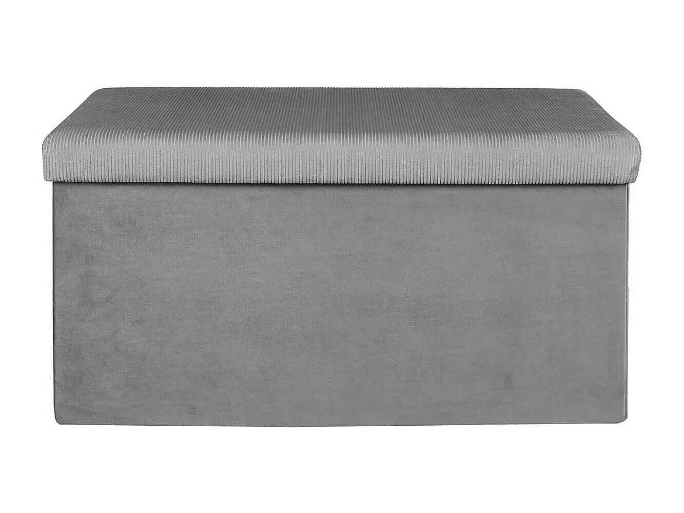 Banc Coffre Pliable en Velours Côtelé Gris - NEIRA
