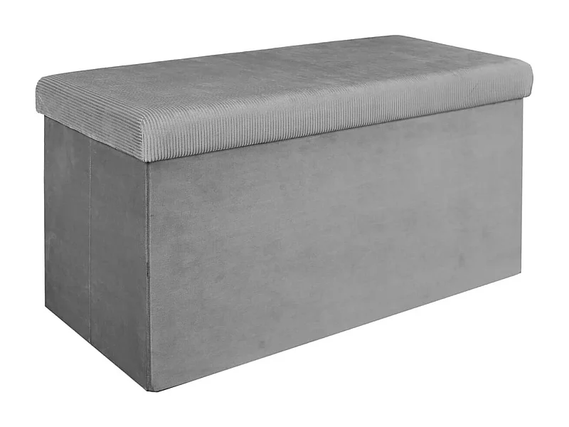 Banc Coffre Pliable en Velours Côtelé Gris - NEIRA