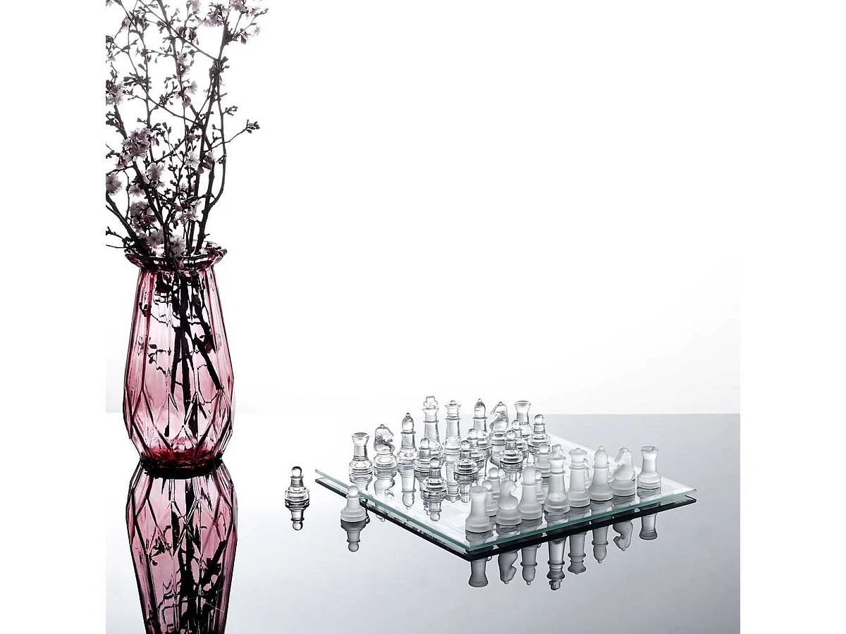 Jeu d'Echec en Verre 25x25CM - GLOSSY