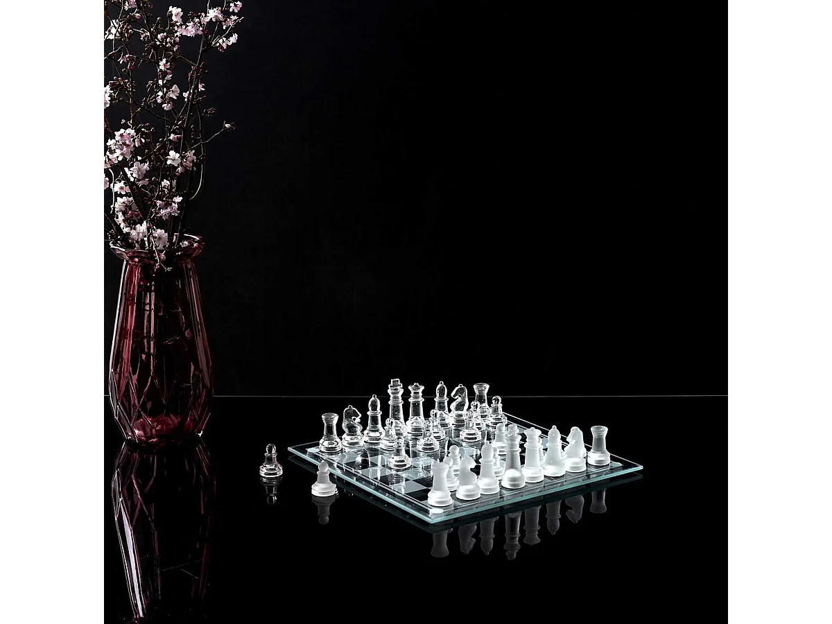 Jeu d'Echec en Verre 25x25CM - GLOSSY