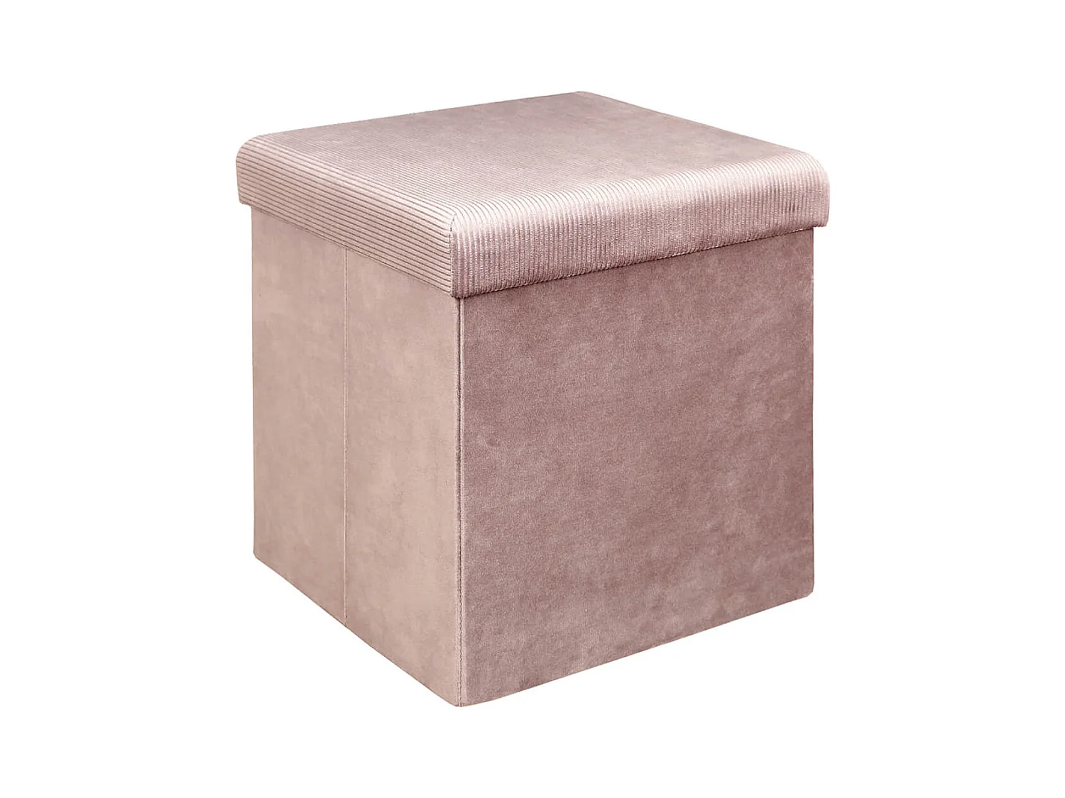 Pouf Coffre Pliable en Velours Côtelé Rose - NEIRA