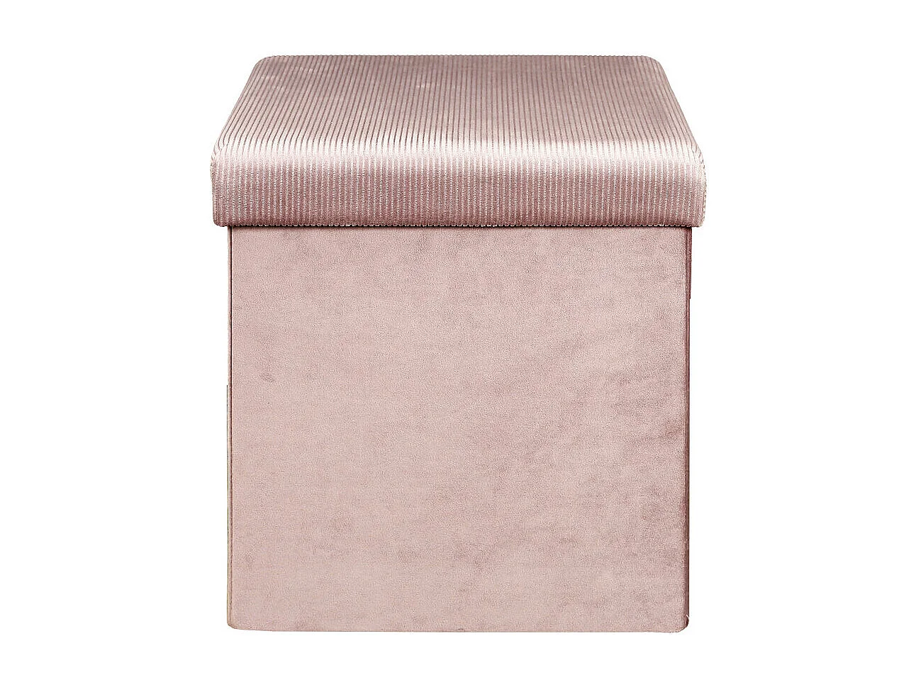 Pouf Coffre Pliable en Velours Côtelé Rose - NEIRA