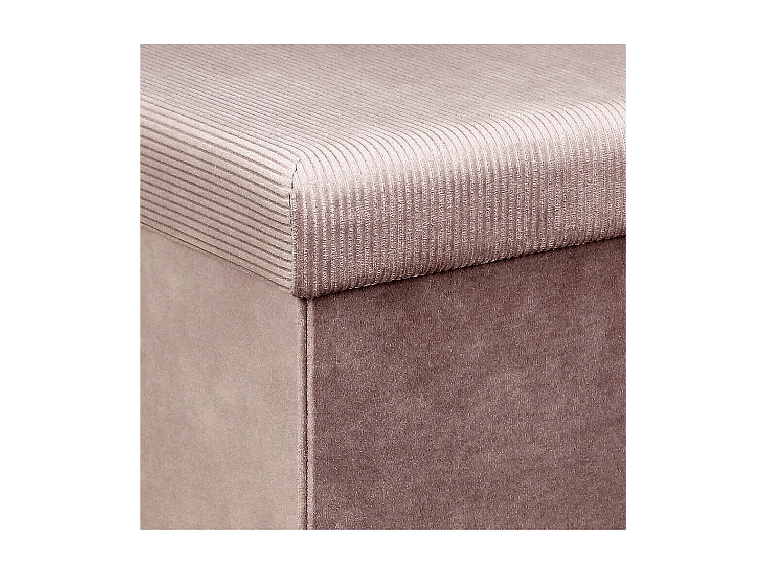 Pouf Coffre Pliable en Velours Côtelé Rose - NEIRA