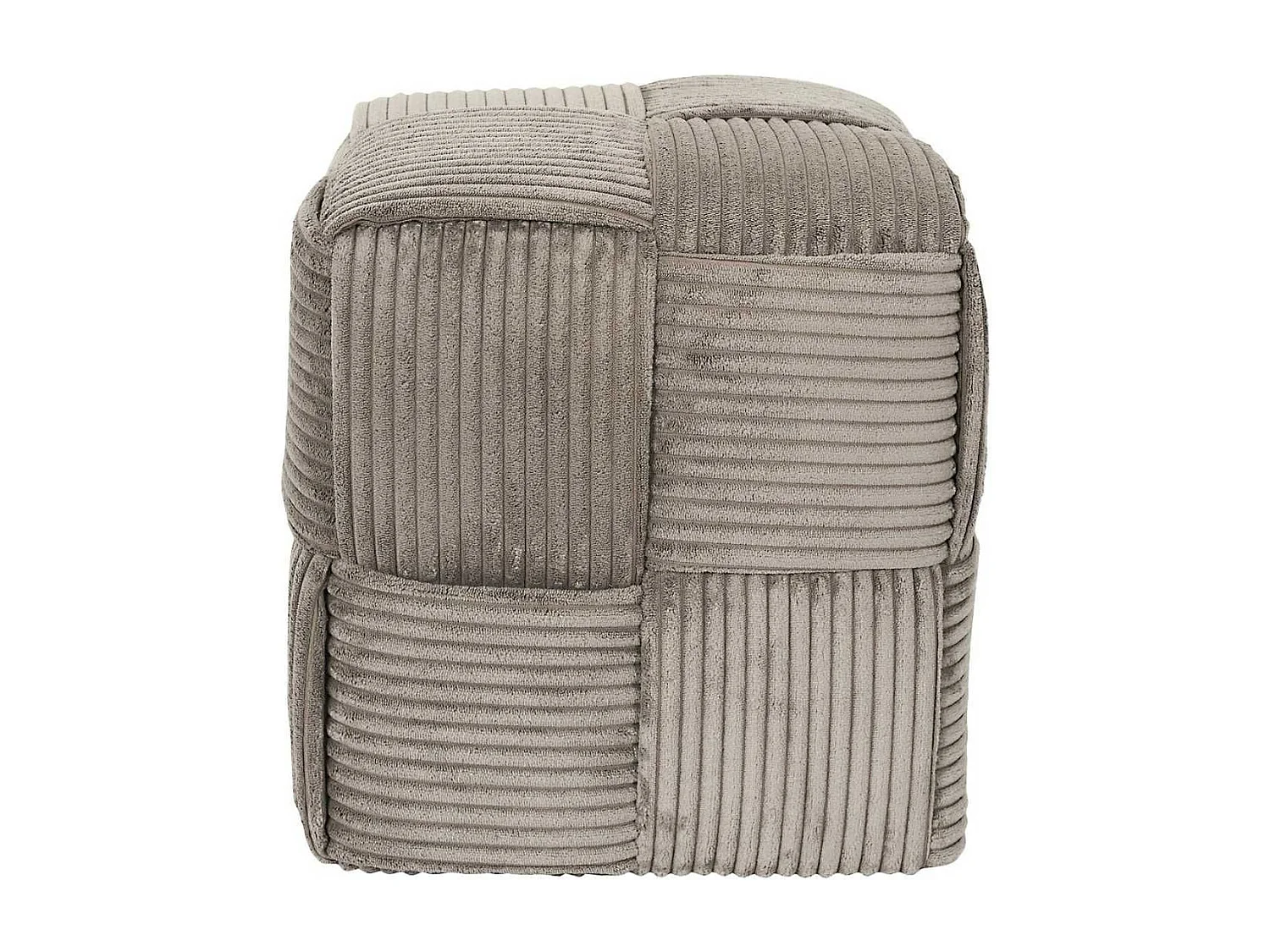 Pouf cube en velours côtelé tressé coloris taupe - AMORY
