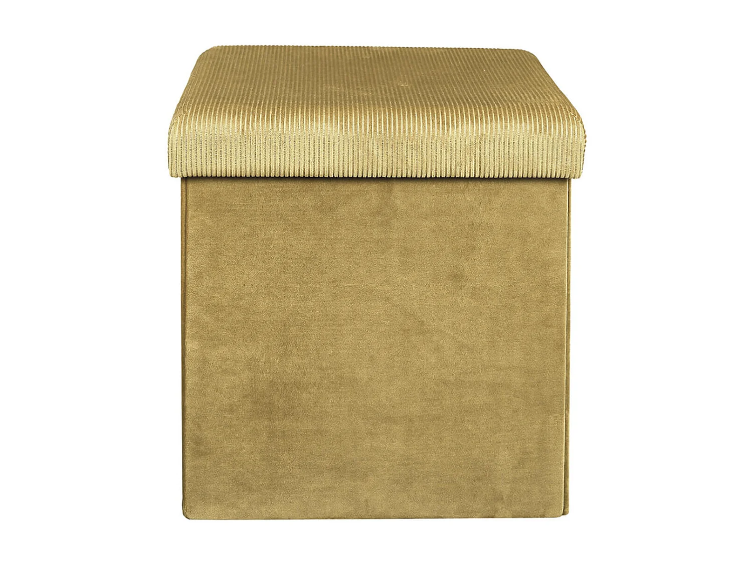 Pouf Coffre Pliable en Velours Côtelé Jaune Moutarde - NEIRA