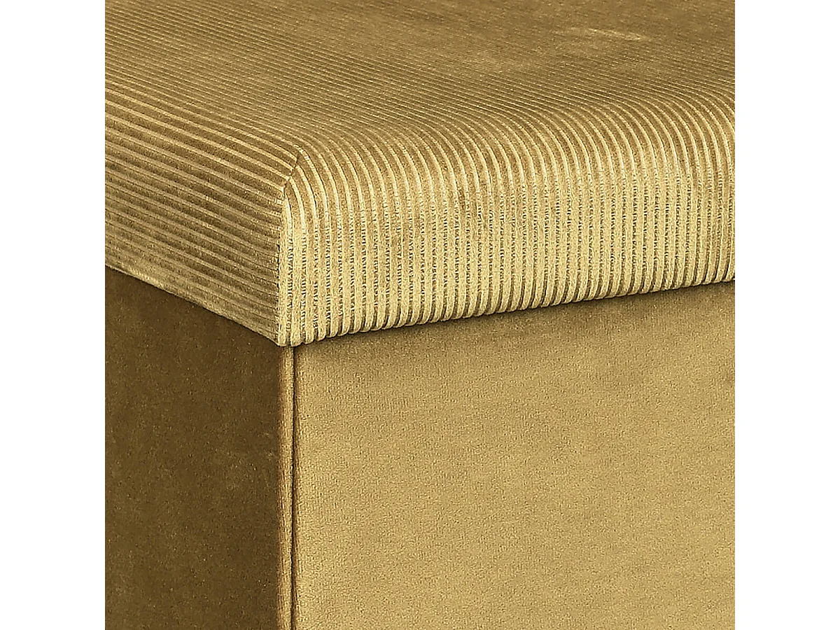 Pouf Coffre Pliable en Velours Côtelé Jaune Moutarde - NEIRA