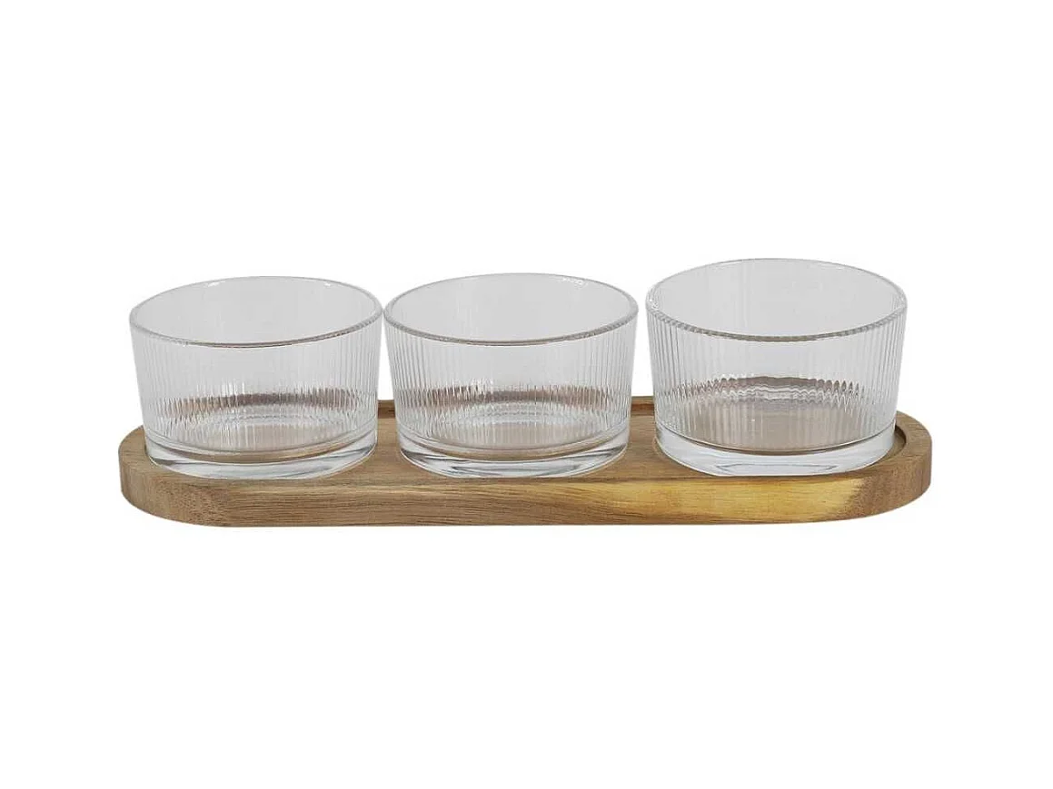 Set Apéritif Acacia avec 3 Coupelles en Verre - OLIRE