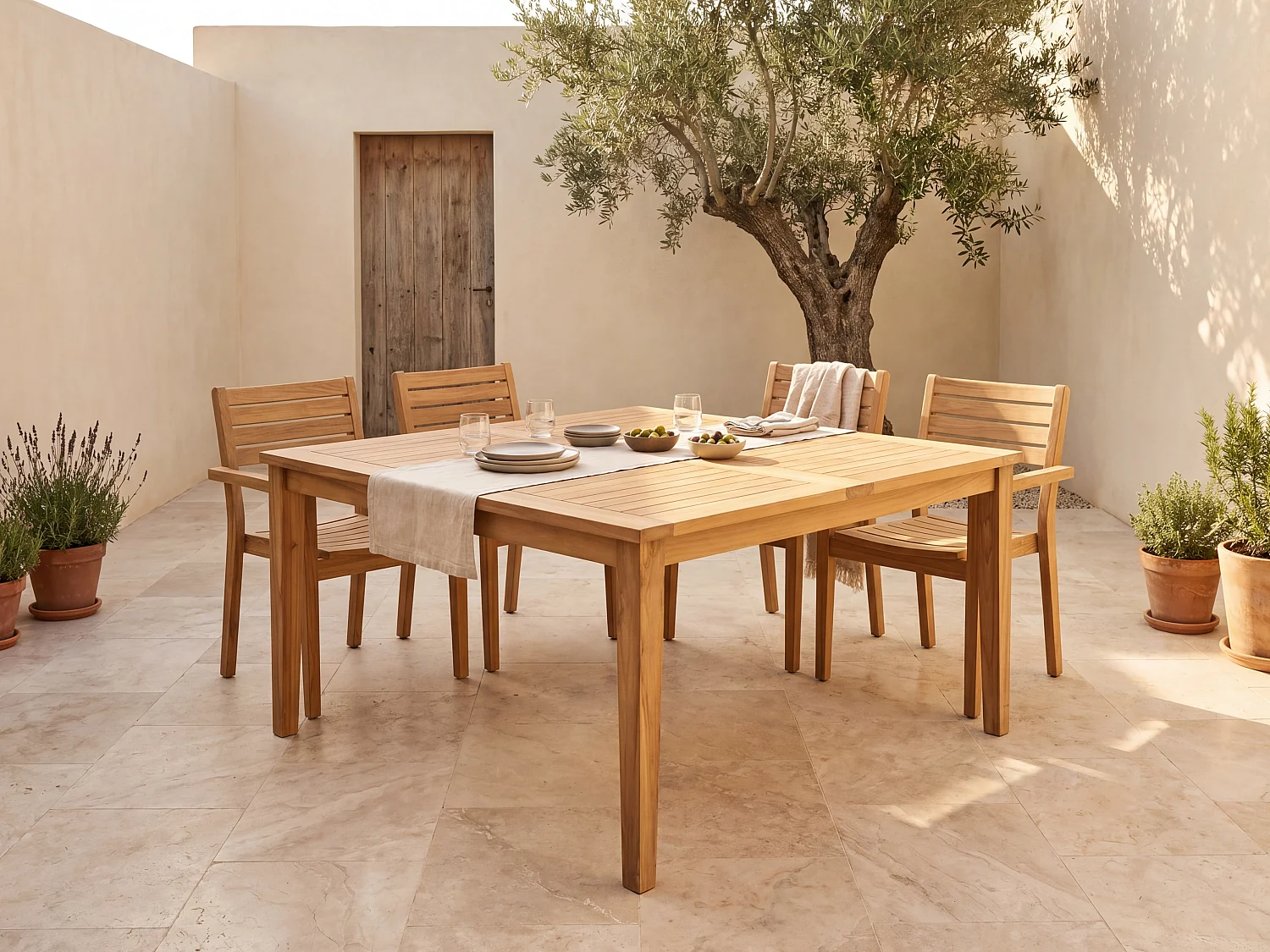 Vierkante tuineettafel van teakhout L144 cm - Licht naturel - ALLENDE