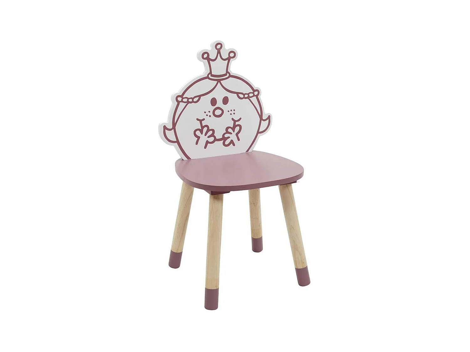 Chaise "Madame Princesse" Rose et Bois Naturel