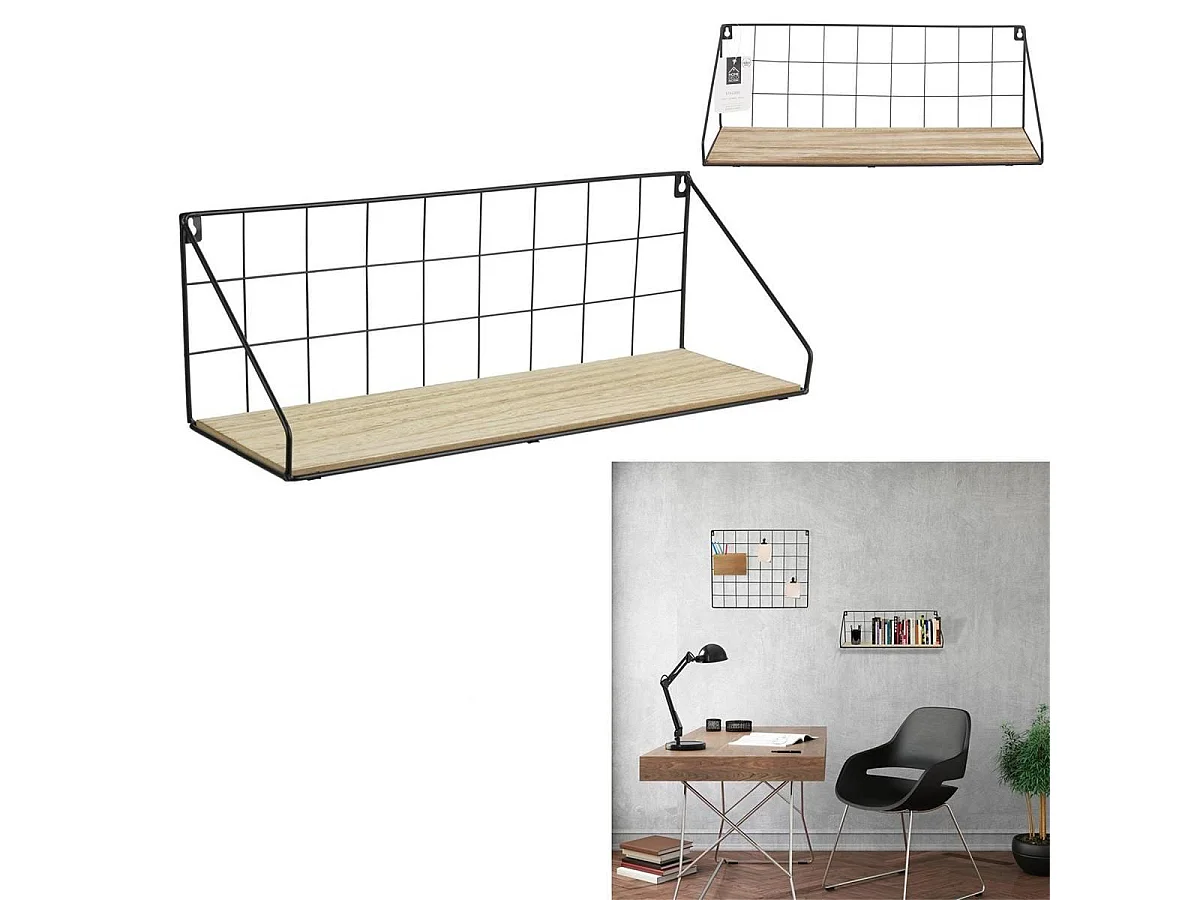 Étagère Murale Rectangulaire Bois Métal - PARIK