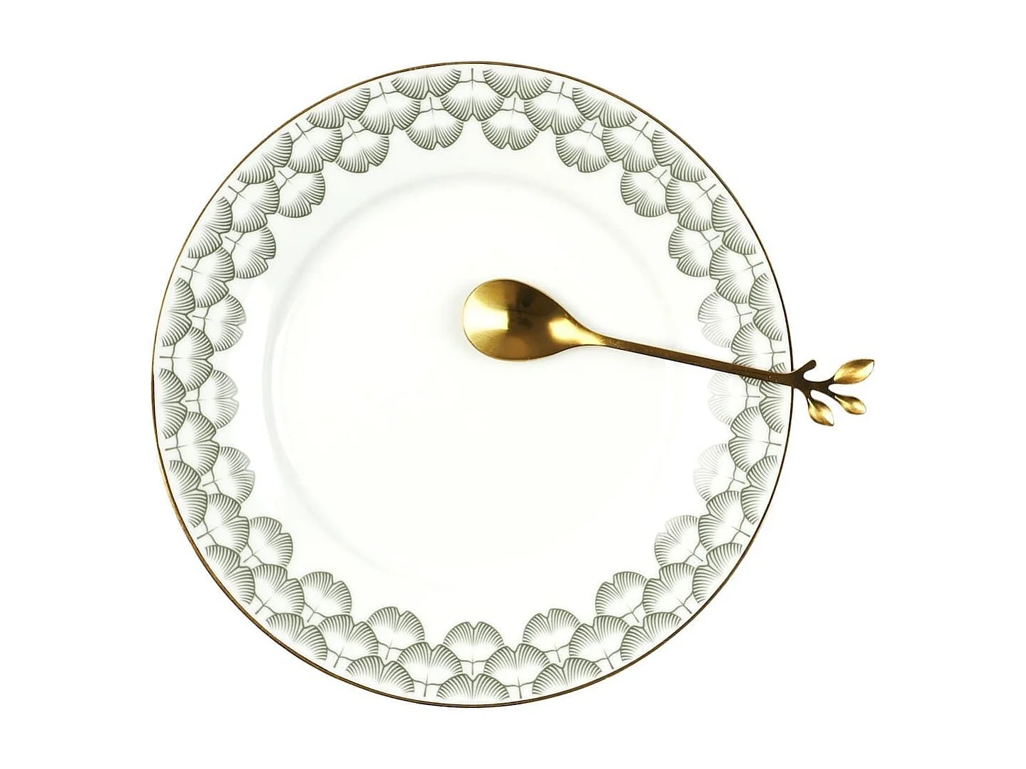 Set de 4 cuillères à café dorées en acier inoxydable style feuilles