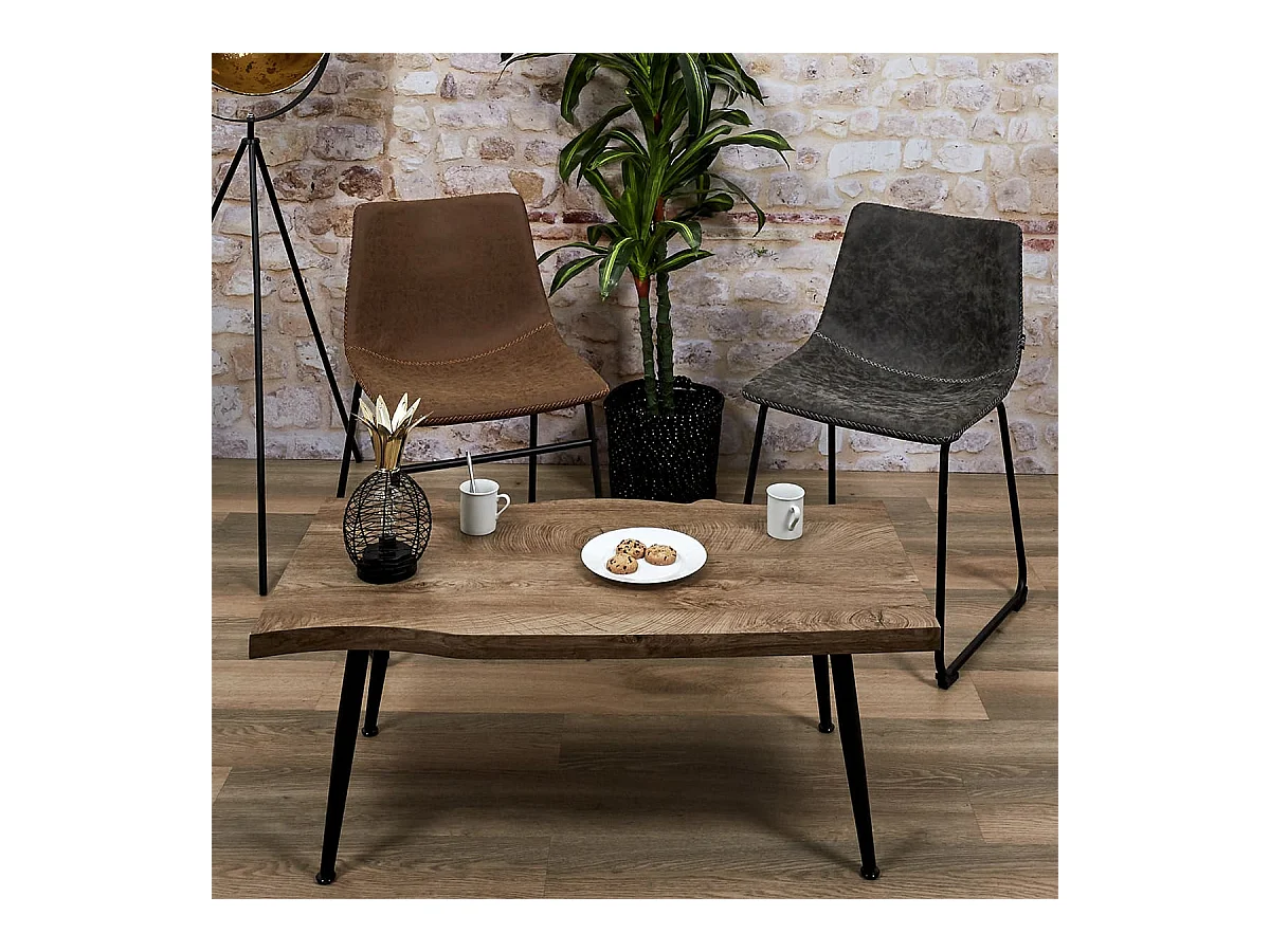 Table Basse 100cm Plateau Aspect Bois Authentique - STARK