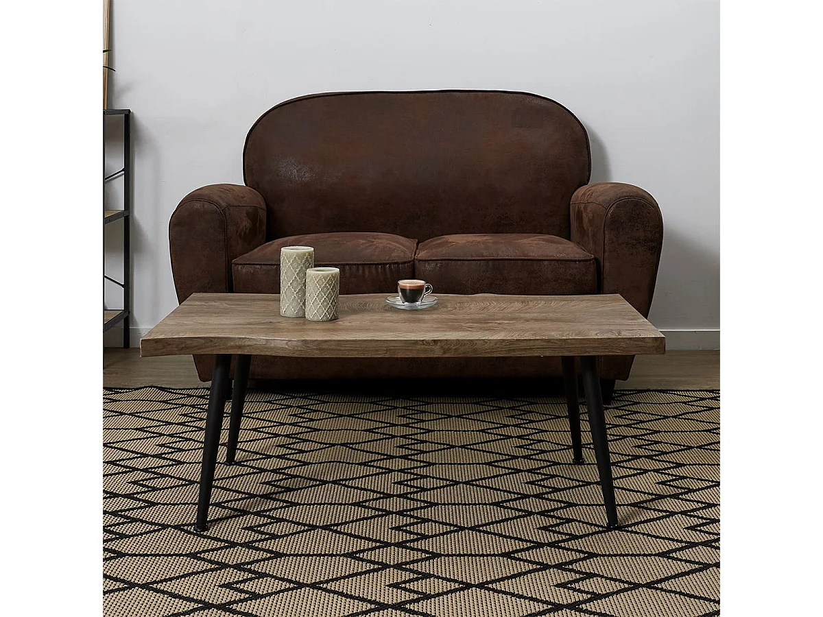 Table Basse 100cm Plateau Aspect Bois Authentique - STARK