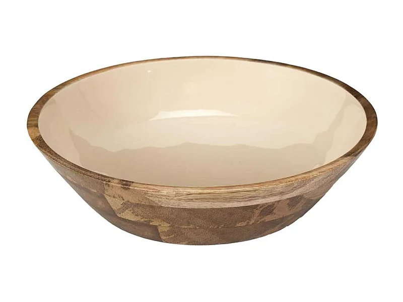 Saladier en bois de manguier uni beige (Ø33 cm) - MANGO