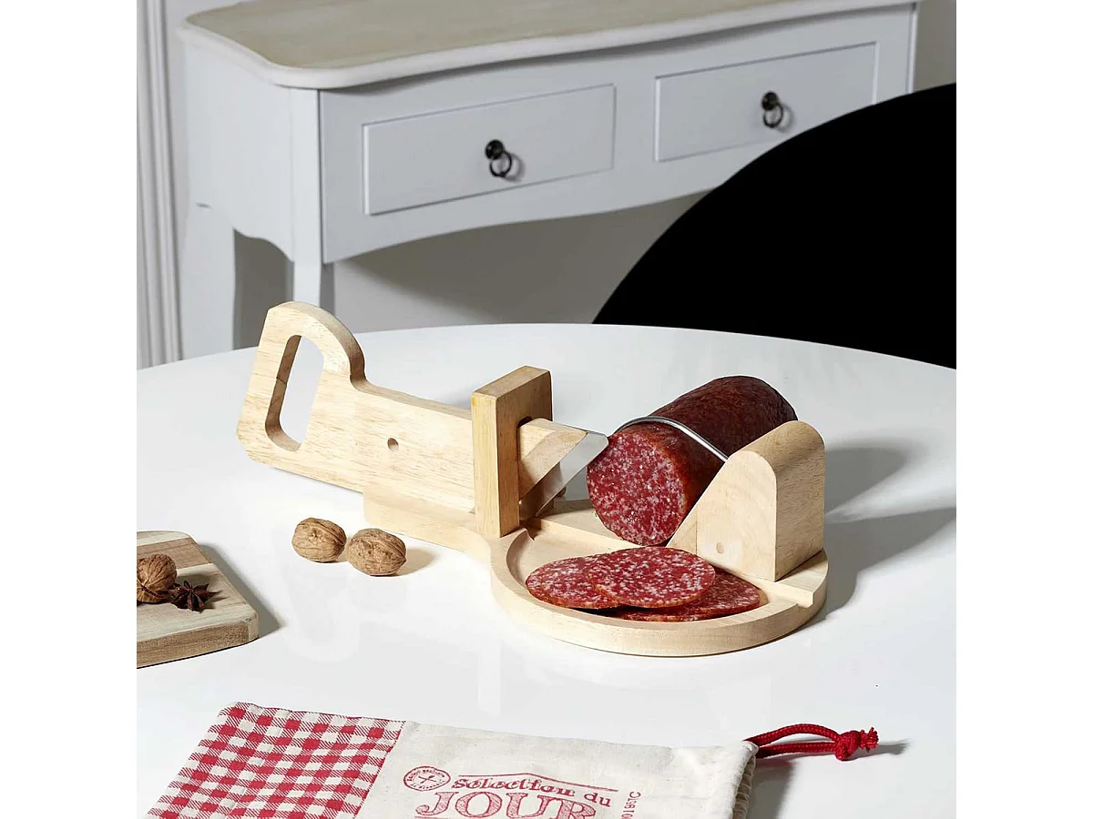 Trancheuse à Charcuterie Manuelle en Bois Ronde - ROSETTE
