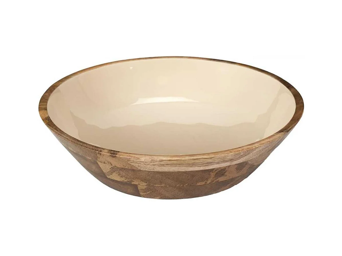Saladier en bois de manguier uni beige (Ø28 cm) - MANGO