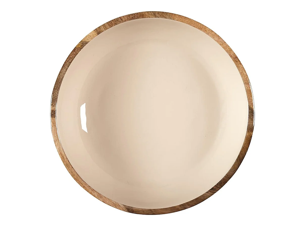 Saladier en bois de manguier uni beige (Ø28 cm) - MANGO