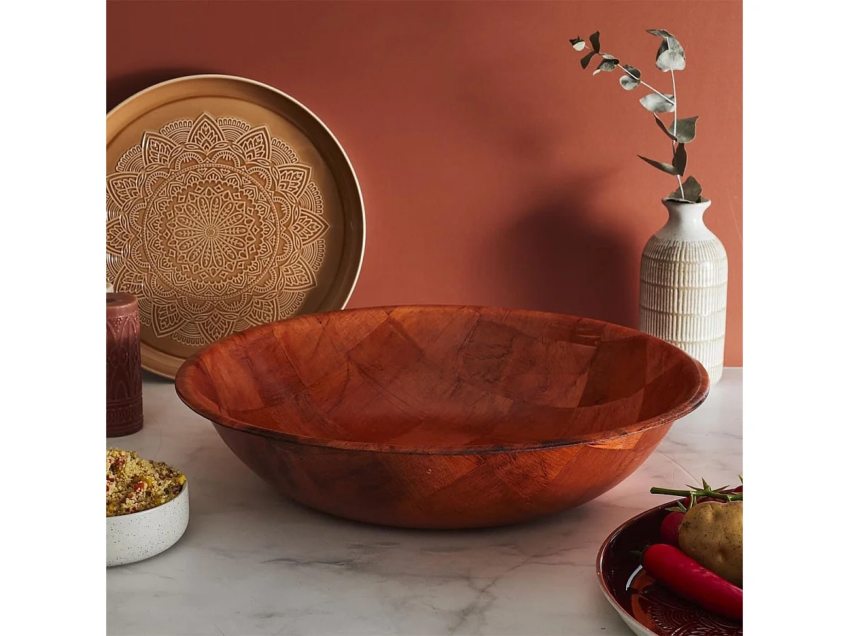 Saladier en bois de peuplier marron (Ø50 cm)