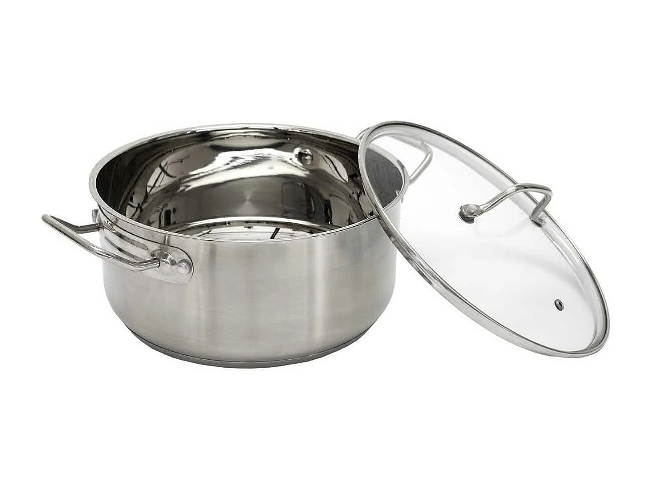 Faitout en Inox avec Couvercle en Verre 24cm - Inox, Tous Feux, Lave-Vaisselle, Cuisson Homogène - TIVON