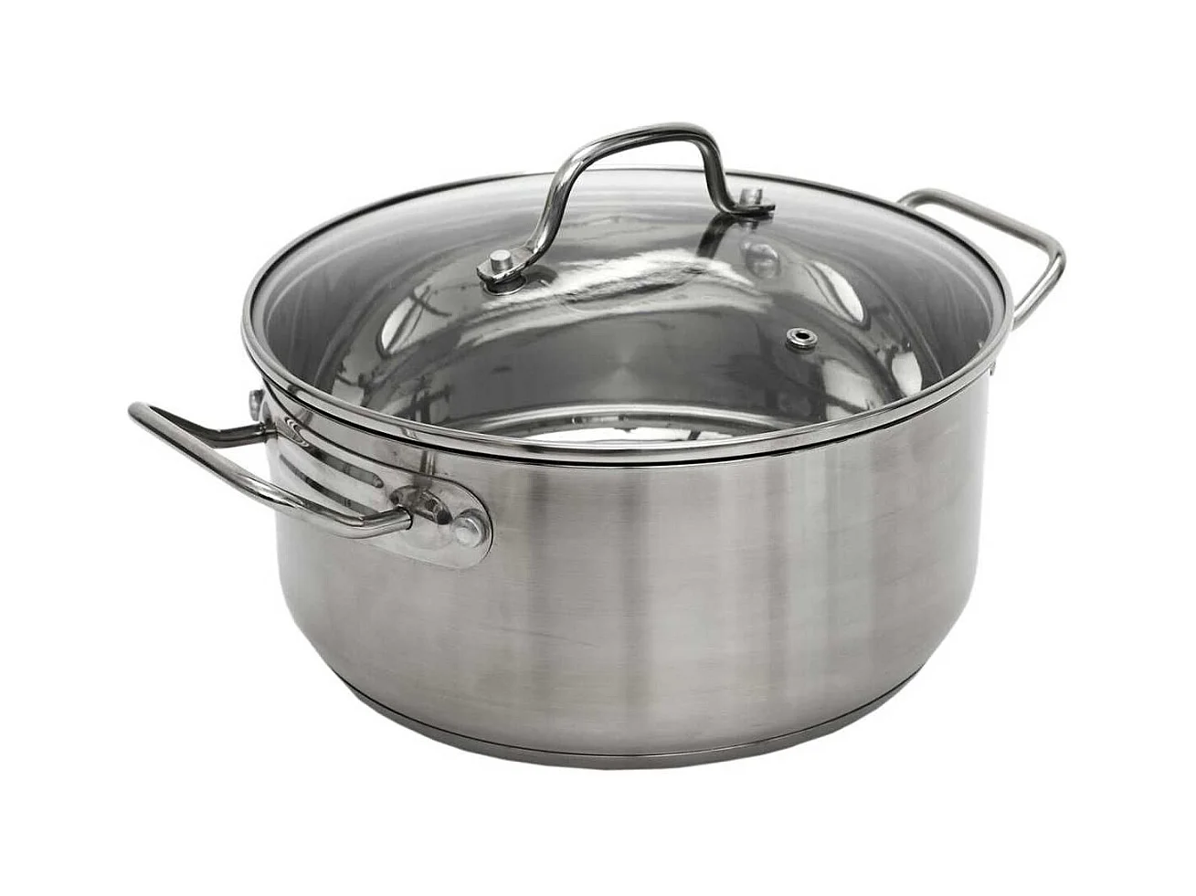 Faitout en Inox avec Couvercle en Verre 28cm Inox, Tous Feux, Lave-Vaisselle, Cuisson Homogène