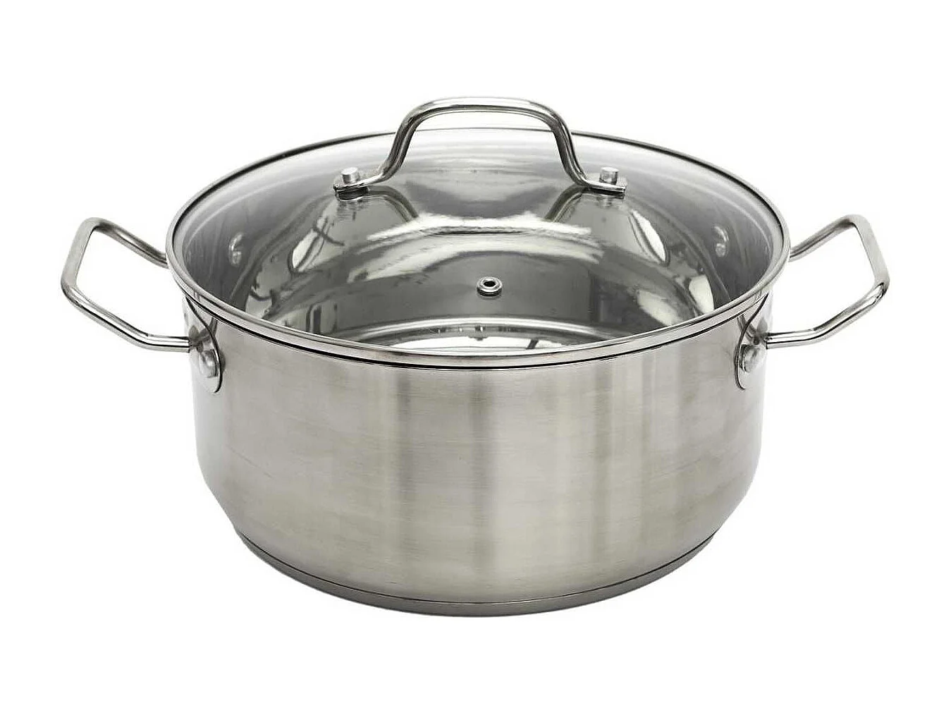 Faitout en Inox avec Couvercle en Verre 28cm Inox, Tous Feux, Lave-Vaisselle, Cuisson Homogène
