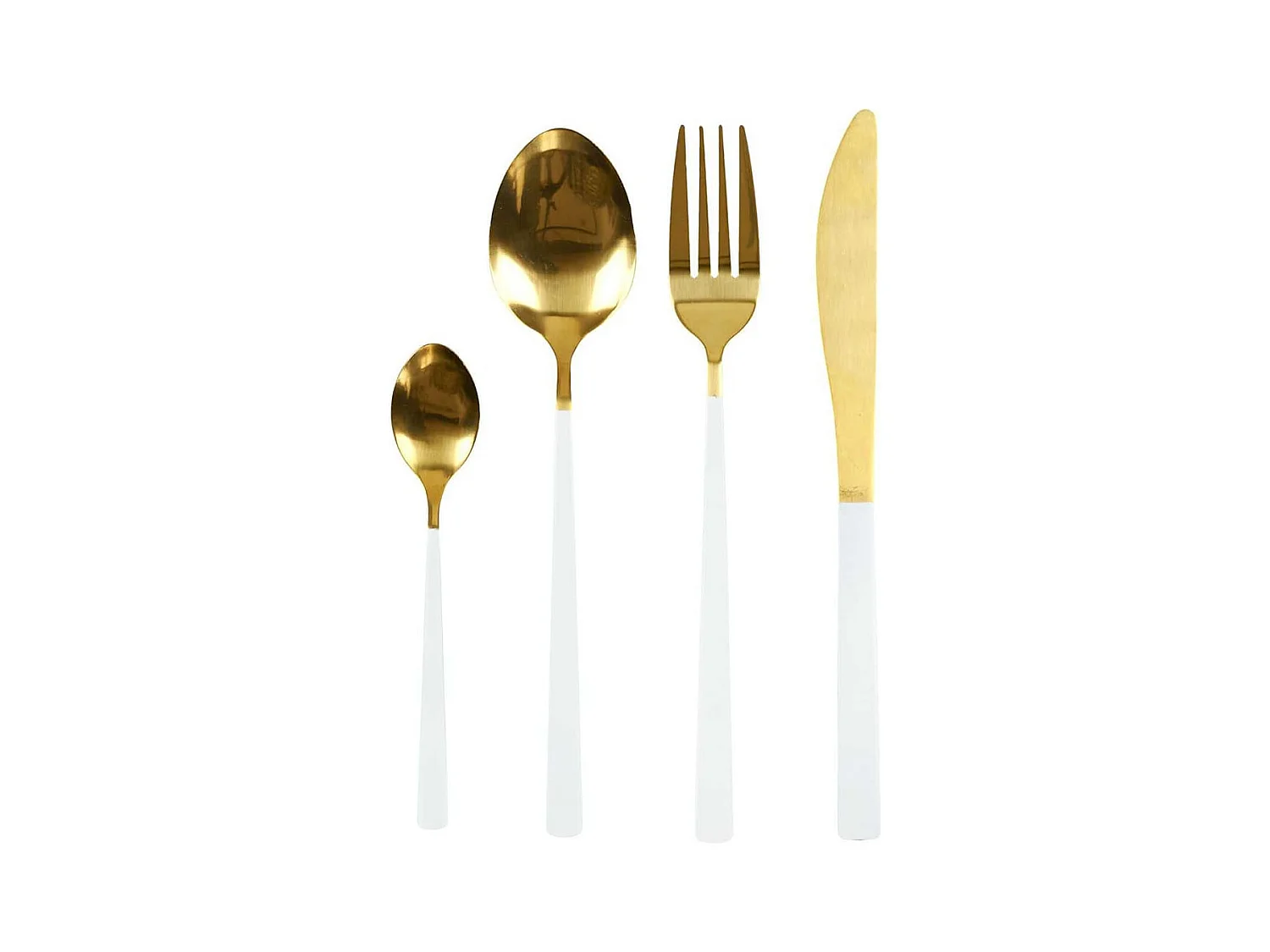 Ménagère 16 Pièces en Inox Or Manche Blanc - NOSTRA