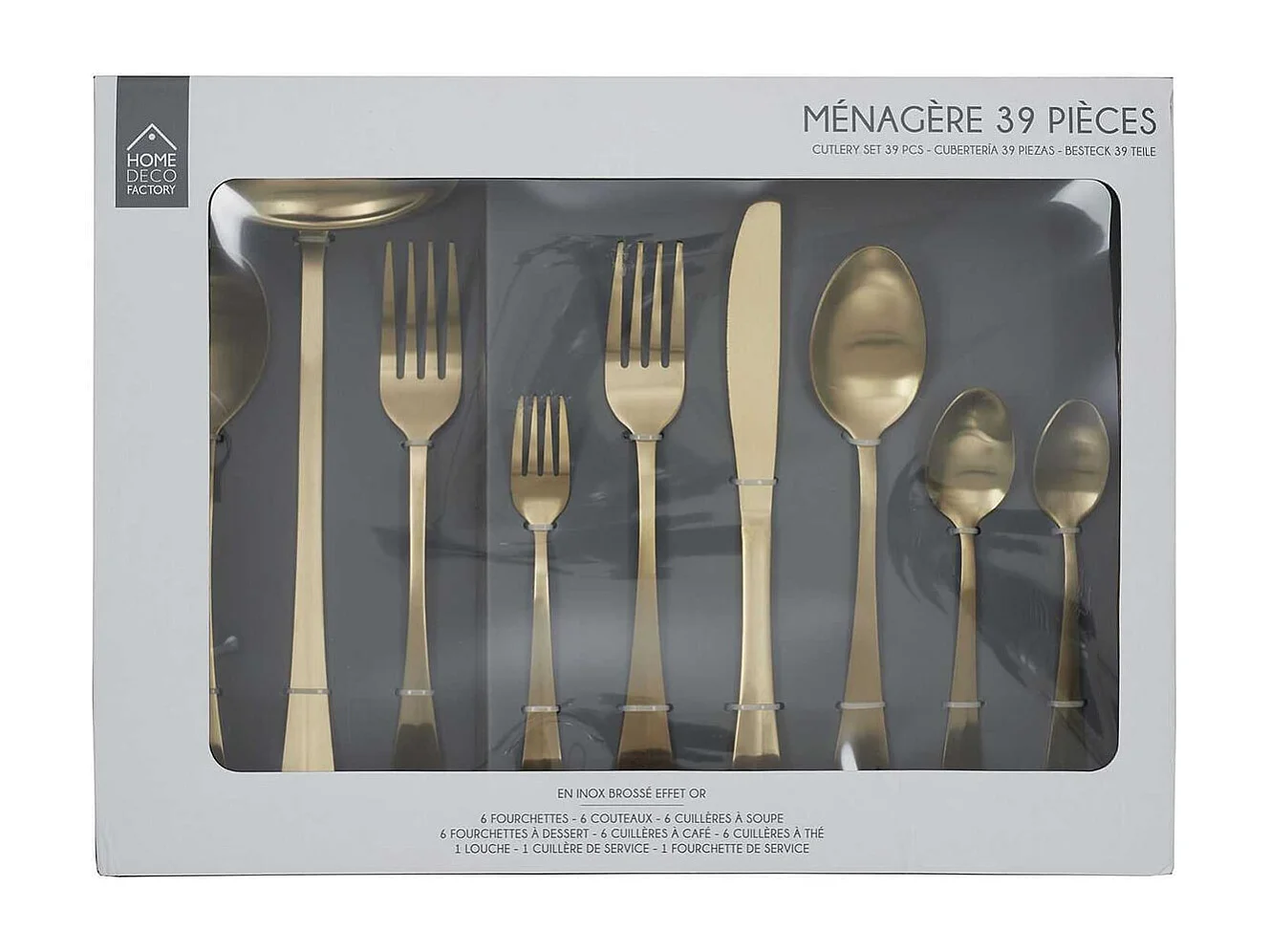 Ménagère 39 Pièces en Inox Doré - KATIVA