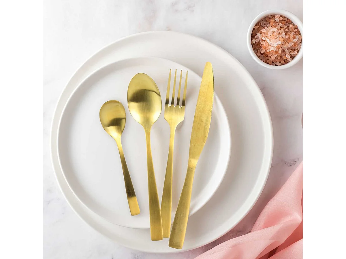 Ménagère 16 Pièces en Acier Inoxydable Doré - STELLA