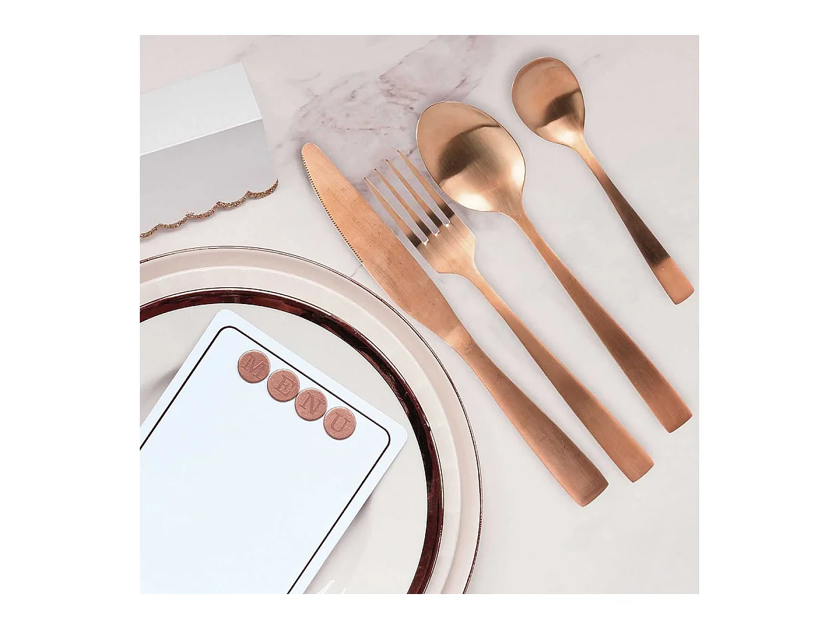 Ménagère 16 Pièces en Acier Inoxydable Cuivré - STELLA