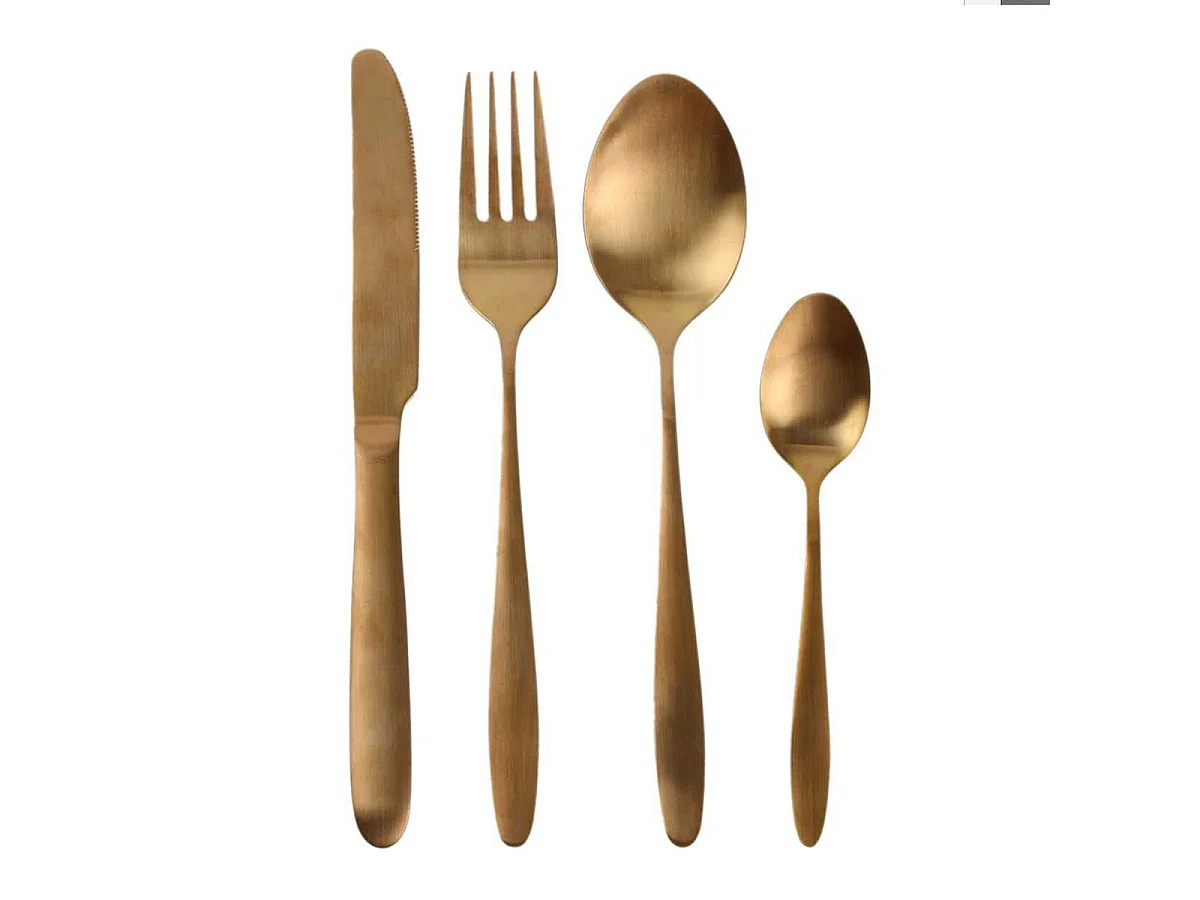 Ménagère 16 Pièces en Acier Inoxydable Cuivré - STELLA