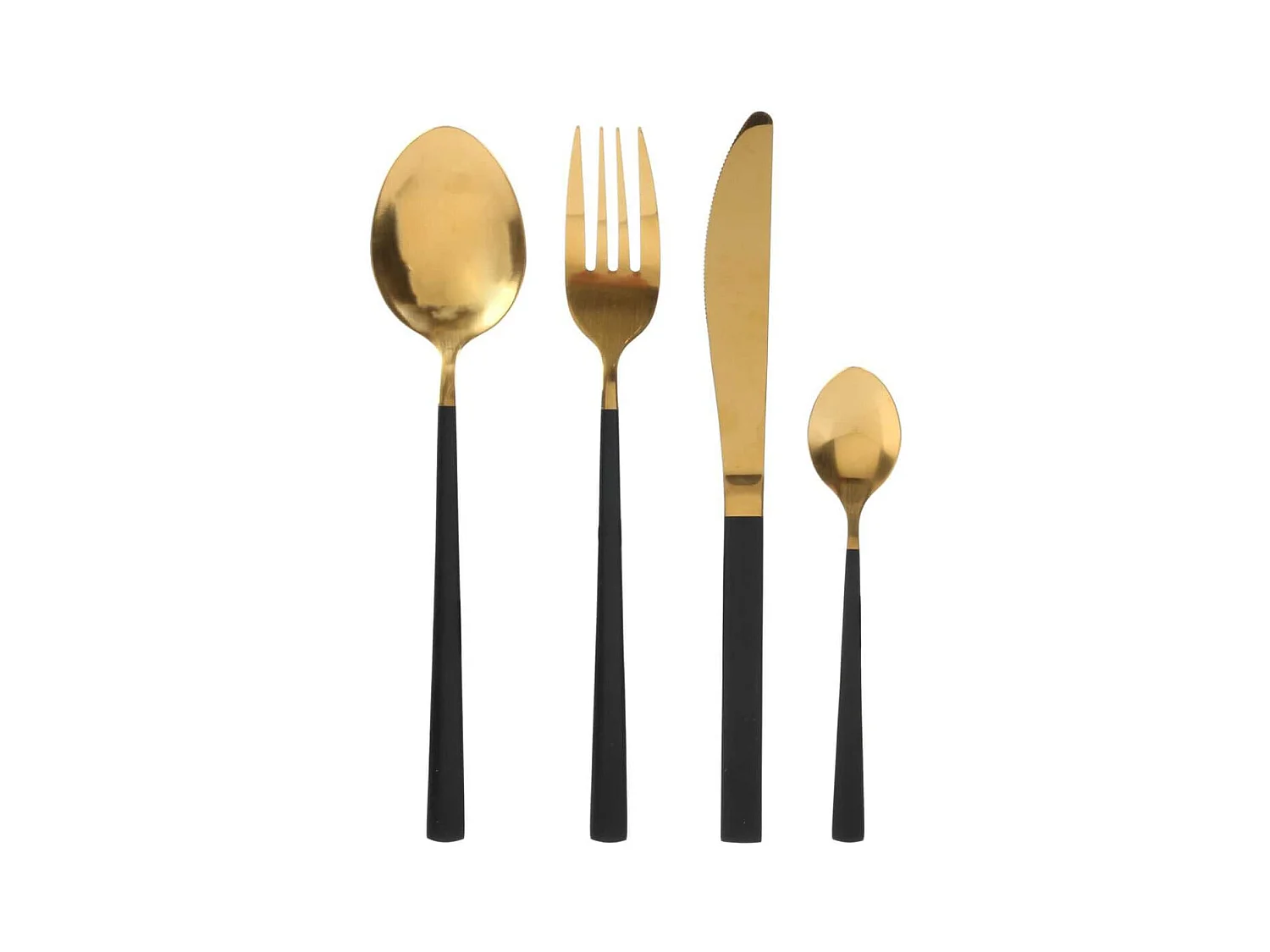 Ménagère 16 Pièces en Inox Or Manche Noir - BISTRA