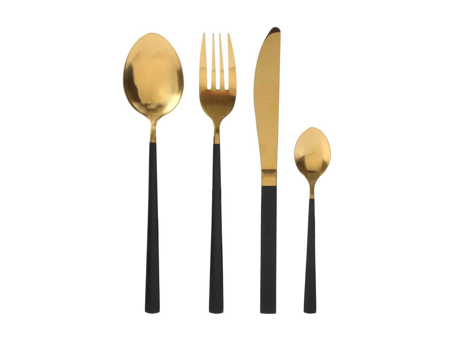 Ménagère 16 Pièces en Inox Or Manche Noir - BISTRA